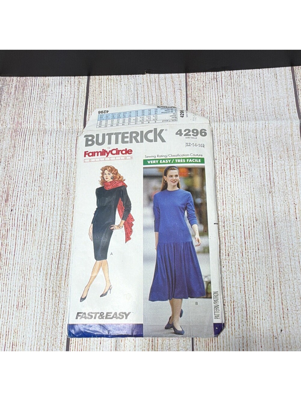 Vintage Butterick Sewing Pattern #4296 Women’s Dress Fast & Easy Size 12-14-16
